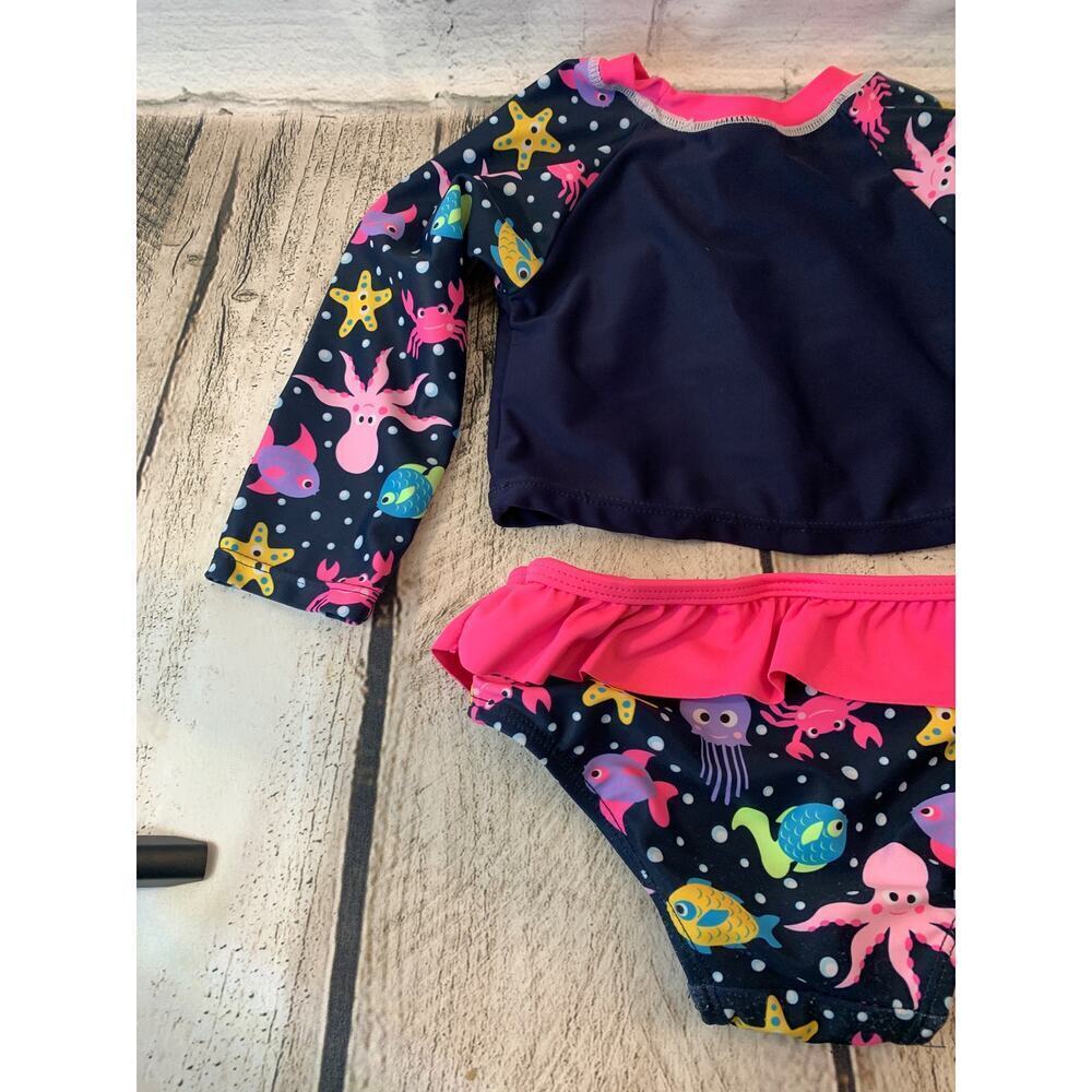 SOL SWIM Girl’s Two Piece Long Sleeve Swim Set / Size: 12 Months - Picture 10 of 11